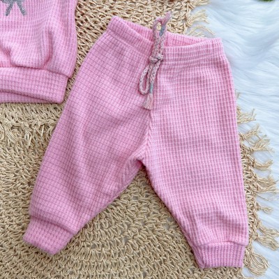 Conj. Casaco "Chic" e Calça em Malha Wafle - Rosa